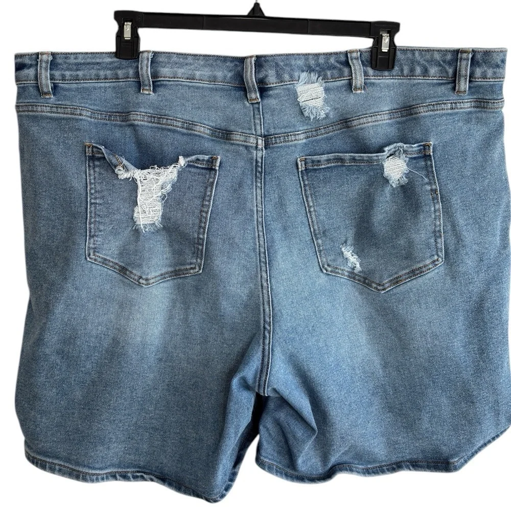Lane Bryant Distressed Stretch Denim Jean Shorts Women Plus Size 24 Bermuda Boho